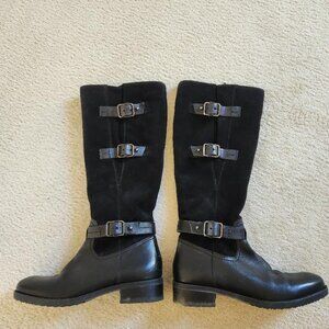 KNEE HIGH CLARKS SUEDE AND LEATHER BOOTS